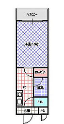 パークテラス香里2 1Kの間取図画像