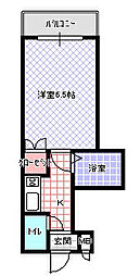 橋本マンション 1Kの間取図画像