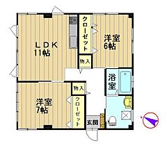 グラシアI 101 ｜ 青森県弘前市大字大町2丁目（賃貸マンション2LDK・1階・66.99㎡） その2