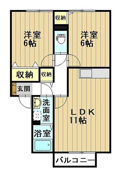 グランバルクＡ 102｜青森県弘前市大字泉野5丁目(賃貸アパート2LDK・1階・53.76㎡)の写真 その3