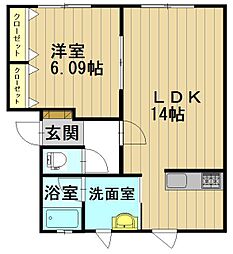 サンタモニカ 1LDKの間取図画像