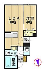 ブリーズD 1LDKの間取図画像