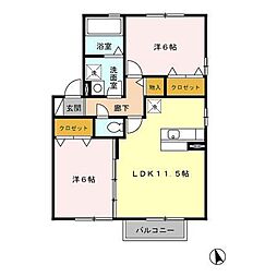 リビングタウン寒沢C 2LDKの間取図画像
