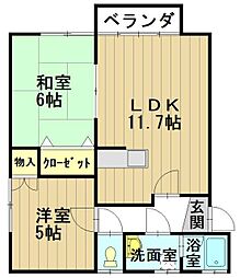 翠コーポ 2LDKの間取図画像
