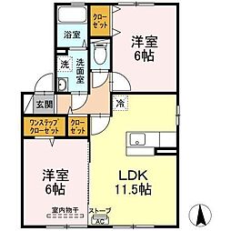 セントグランモアB 2LDKの間取図画像