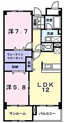 シャトー・グラース 2LDKの間取図画像