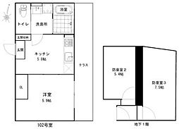 アルニラム24時間演奏OK　川崎市高津区千年楽器可（防音・ピ 1階3DKの間取り
