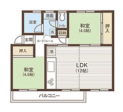 第2あやめ台団地3-15 2LDKの間取図画像