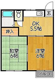 ハイツNKB 2DKの間取図画像