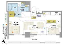 ファミール月島グランスイートタワー 2LDKの間取図画像