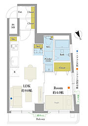 マンション三鷹台 1LDKの間取図画像