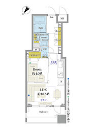 日本橋ヴォアール 1LDKの間取図画像