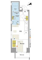シティインデックス池袋 1DKの間取図画像