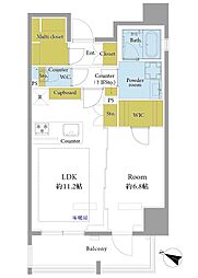 デュアレス千代田三崎町 1LDKの間取図画像