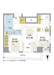 ルネ神田和泉町 2LDKの間取図画像