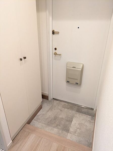 まとまりのある色彩で、落ち着いた雰囲気の玄関です。 