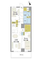 マンションワコー落合 2LDKの間取図画像