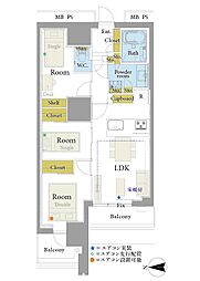 グランドミッドタワーズ大宮スカイタワー 3LDKの間取図画像