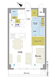 秀和新川レジデンス 1LDKの間取図画像