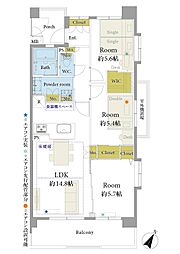 センチュリー三ノ輪 3LDKの間取図画像