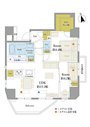 プレシス東日暮里エアマークス 2LDKの間取図画像