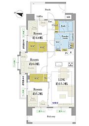 日神パレステージ大宮中央 3LDKの間取図画像