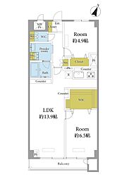 信濃町ハイム 2LDKの間取図画像