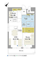 築地スカイレジテル 1LDKの間取図画像