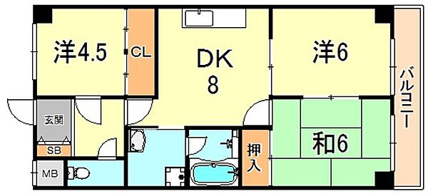 兵庫県神戸市垂水区清水が丘３丁目(賃貸マンション3DK・2階・49.00㎡)の写真 その2