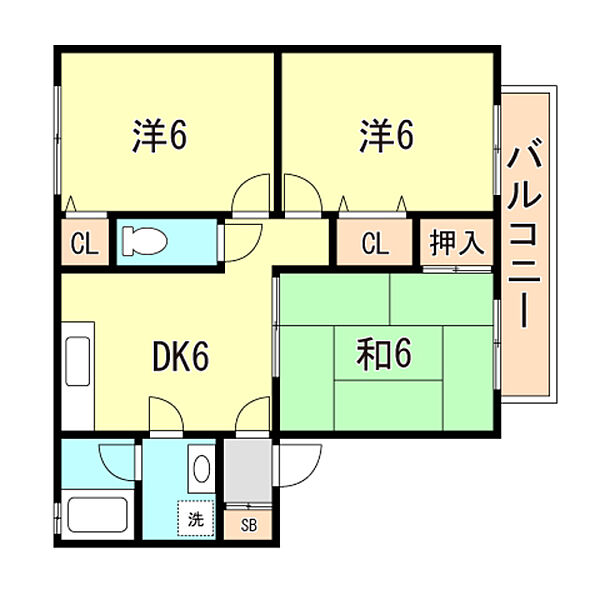 兵庫県明石市魚住町清水(賃貸アパート3DK・2階・55.00㎡)の写真 その2