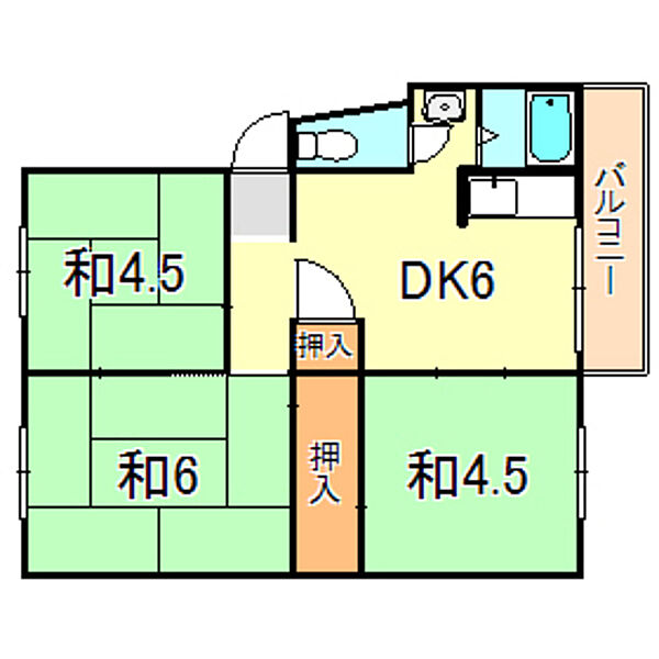 兵庫県神戸市西区伊川谷町別府(賃貸マンション3DK・1階・45.84㎡)の写真 その2