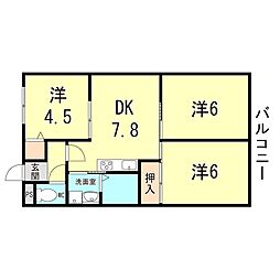 近藤マンション 3DKの間取図画像