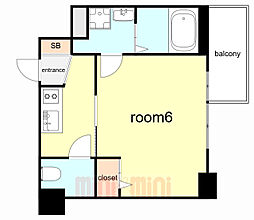 神戸市海岸線 和田岬駅 徒歩9分の賃貸マンション 8階1Kの間取り