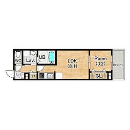 阪神本線 西宮駅 徒歩18分の賃貸アパート 3階1LDKの間取り