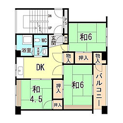 東垂水南住宅7B棟 3DKの間取図画像