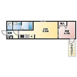 ALEGRIA垂水 1LDKの間取図画像