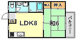 メゾン桜木B棟 1LDKの間取図画像