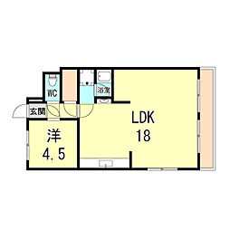 多聞ニューハイツ 1LDKの間取図画像
