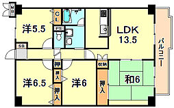 五色山ハイツ 4LDKの間取図画像