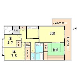 ラ・メール狩口3 3LDKの間取図画像
