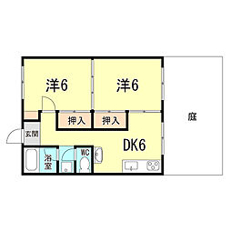 グリーンマンション 2DKの間取図画像