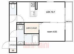 アイリープラザ上ノ丸 1LDKの間取図画像