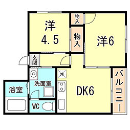 スターヒルズマンション 2DKの間取図画像