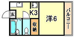 フレグランス西脇A棟 1Kの間取図画像