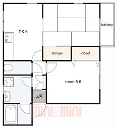 メゾンナカニシ 2DKの間取図画像
