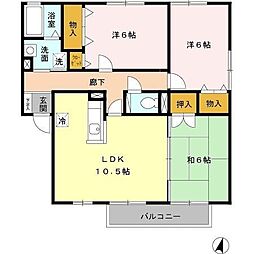 クレールプラザ立花A棟 3LDKの間取図画像