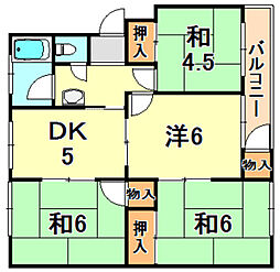 神陵台東住宅48号棟 4DKの間取図画像