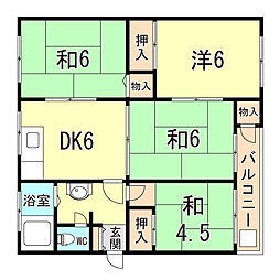 神陵台北住宅66号棟 4DKの間取図画像