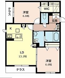 グランシャリオ西神戸A 2LDKの間取図画像