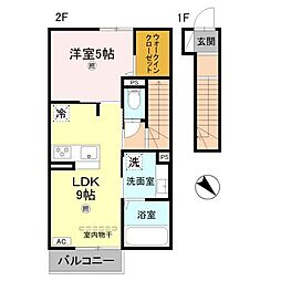 明石市二見町西二見アパート 1LDKの間取図画像